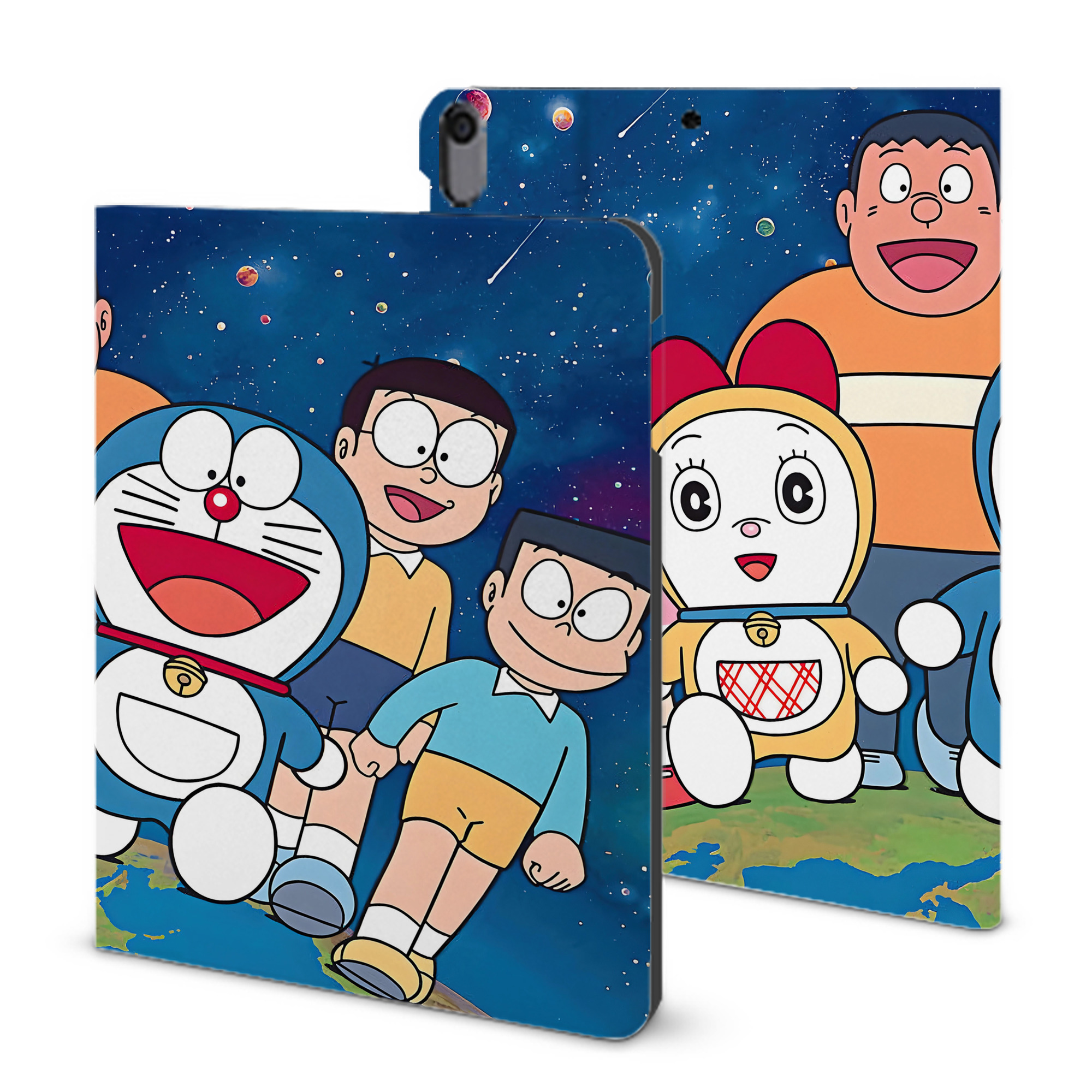 （画像用） ドラえもん Doraemon IPad ケース ブック型 PUレザー TPU 耐衝撃 軽量 薄型 ペン収納なし 全面保護 IPad 各モデル対応